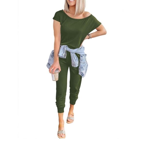 NEW Loose Off Shoulder Elastic Waist Stretchy Long Jumpsuit 2X - Picture 5 of 7